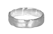 White gold wedding band for men, organic texture
