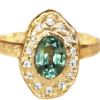 Green Sapphire Diamond Halo Ring by Anouk Jewelry