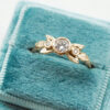 gold leaf ring with diamonds, engagement ring
