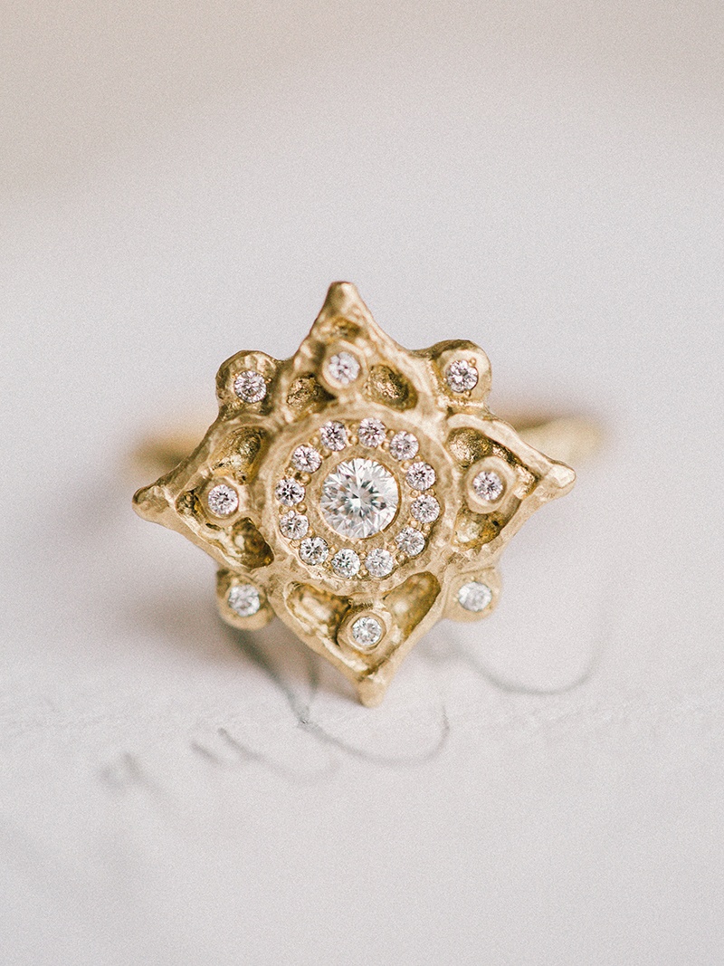 Bohemian Halo Mandala engagement ring