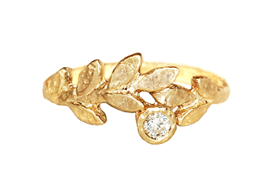 gold leaves band with diamond