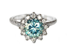 Blue moissanite engagement ring