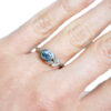 Textured gold blue sapphire leaf ring