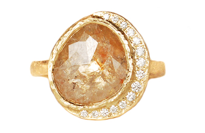 yellow diamond with accent diamonds custom ring