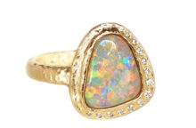 custom opal and diamond halo ring