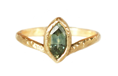 Green sapphire marquise engagement ring