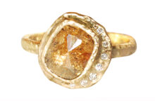 custom raw yellow diamond halo engagement ring