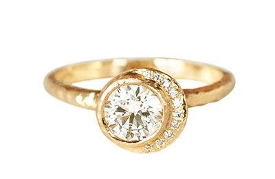 Celestial halo boho diamond engagement ring made in Toronto