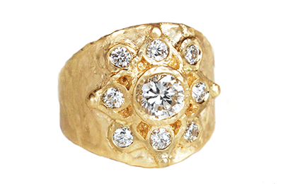 Custom Mandala ring with diamonds
