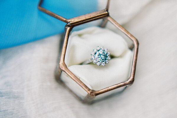 Blue Moissanite Engagement Ring