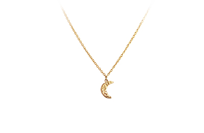 small moon necklace in gold
