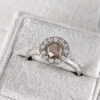 Rosecut champagne diamond halo palladium gold ring