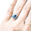 blue sapphire and diamonds halo white gold ring