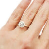 champagne sapphire halo with diamonds, brushed gold ring