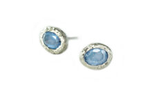 oval blue sapphire, white gold studs