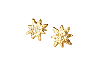 Gold earrings shining star studs