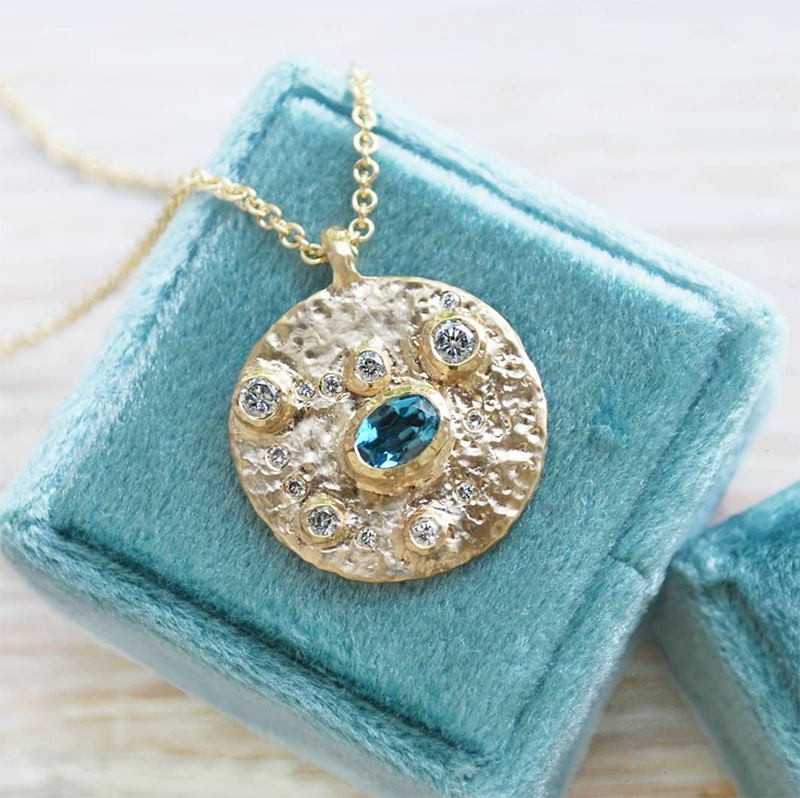 diamonds and turquoise constellation necklace made in Canada