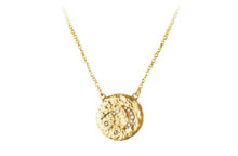 Diamond and hammered gold crescent and stars necklace, made in Canada