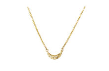 Hammered gold with diamonds boat crescent necklace