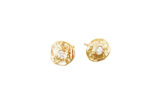 Hammered gold earring studs with diamonds, made in Canada