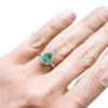 Artisanal ring with alexandrite and diamonds, hammered gold