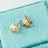 hammered gold studs free form with diamonds