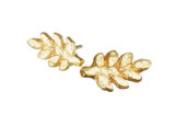 Hammered gold branch of leaves earrings, made in Canada