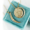 crescent moon gold disc necklace