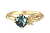 hammered gold green sapphire ring made in Toronto