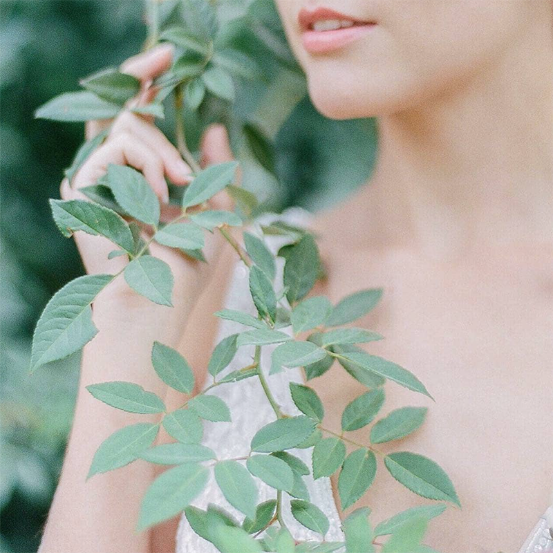 bridal inspiration nature delicate leaves