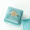 diamond crescent moon and stars signet ring in hammered gold