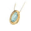rough aquamarine necklace in textured gold with diamonds