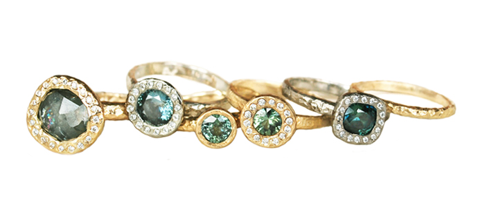 Green sapphire unique engagement rings