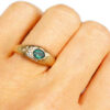 tourmaline ring with diamonds, hammered gold