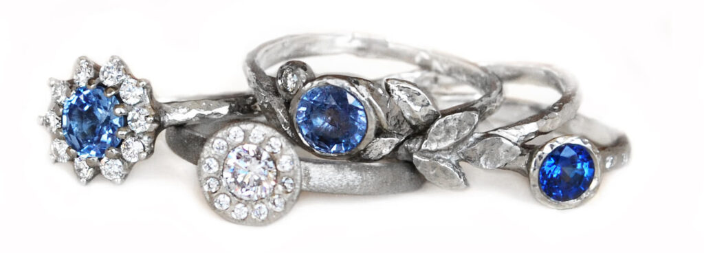 Blue Sapphire White Gold Ring Grouping by Anouk Jewelry