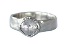 raw rosecut diamond ring in white gold