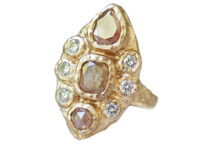Family diamonds and peach diamonds statement Empress gold ring