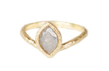 marquise cut grey diamond ring in hammered gold
