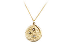Gold medallion with three diamond stars on an 18" chain