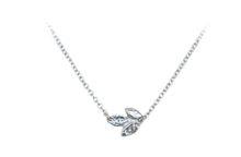 White gold dainty leaf charm necklace
