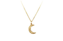 Textured gold crescent moon pendant