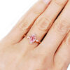 Peach sapphire rose gold delicate ring with diamonds
