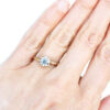 lab diamond ring with leaf prongs, made in textured gold, modelled on hand