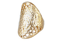 Hammered gold right hand statement ring