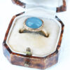 Oval aquamarine gold ring in a vintage box