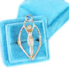 Moon goddess talisman ring with aquamarine, in vintage ring box