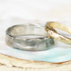 Organic white gold mens wedding band