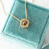 dark champagne cognac diamond octahedron halo necklace
