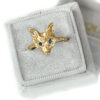 golden fox spirit talisman ring with blue sapphire eyes in a velvet box