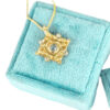Light blue sapphire and diamonds mandala necklace, 10k gold in a velvet box